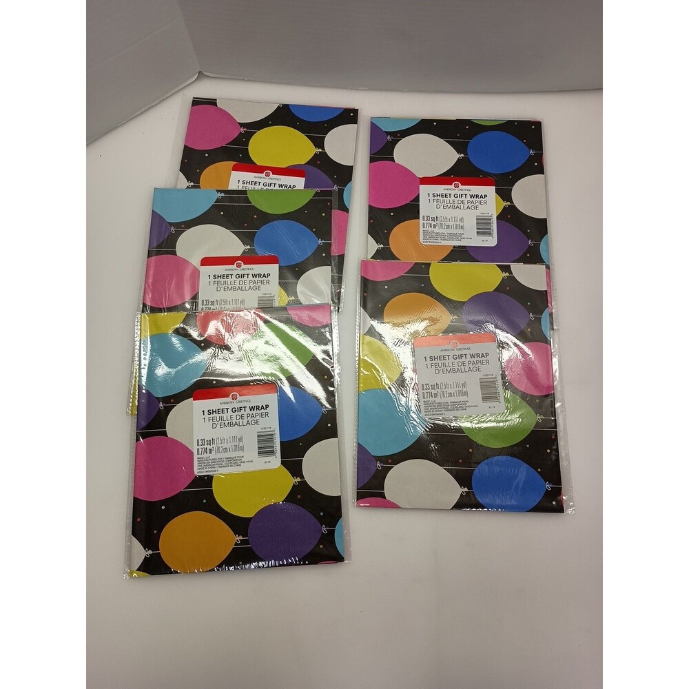 Wrapping Paper Sheets American Greetings  8.33 sq feet each Lot Of 5